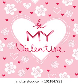 Vector of Valentines Day greeting card. Lineart flat design. Cute bright pastel card.