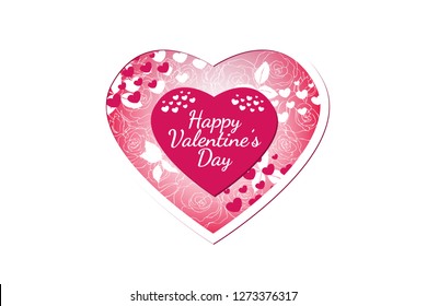 Vector Valentine's day greeting card. Red heart with roses.