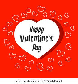 Vector Valentine's day greeting card. Red heart.  Vector graphics
