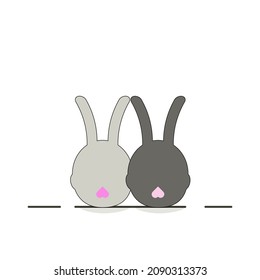 Vector Valentine's day greeting card. Happy Valentine's day. Illustration of couple cute rabbits.