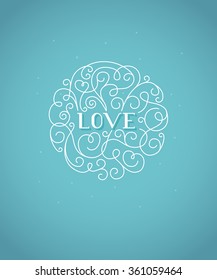 Vector valentine's day greeting card design template with hand-lettering and calligraphy - love 
