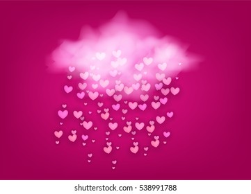 Vector valentine's day greeting card pink cloud with hearts as rain