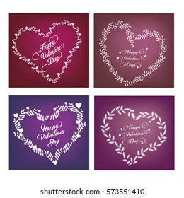 Vector - Valentine's Day greeting card with floral elements and hearts. Love concept. Vector illustration.