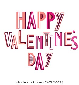 Vector Valentines Day  Greetings with bright  letters