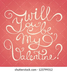 Vector Valentine's day hand drawn calligraphy card template