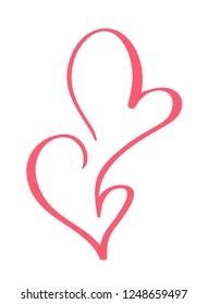 Vector Valentines Day Hand Drawn Calligraphic Design Heart Elements. Wedding style decor for web, wedding and print. Isolated on white background Calligraphy and lettering illustration.