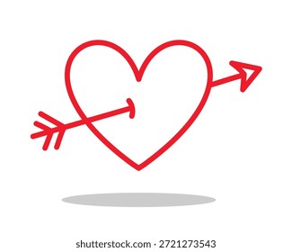 Vector Día de San Valentín Corazón con símbolo de icono de flecha