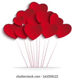 Vector - Valentines Day Heart Balloons on Red Background