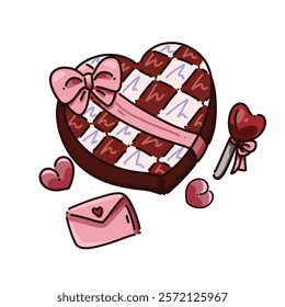 Vector for Valentine's Day include heart chocolate box, card, love candy, and love shape. With cute doodle illustration. 