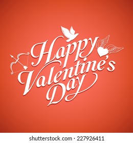 Vector valentines day lettering on red background 
