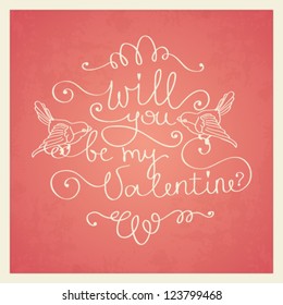 Vector Valentine's day love card template with hand drawn calligraphy element