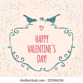 Vector Valentine's day love card template with hand drawn calligraphy element