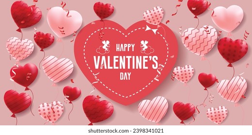 Vector valentines day love card with hearts valentines day social media post with editable text