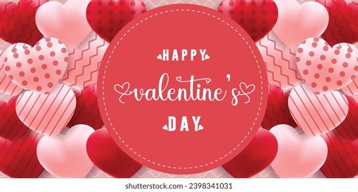 Vector valentines day love card with hearts valentines day social media post with editable text