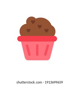 Vector of Valentine's Day love themed chocolate flavored mini cake, Flat art love cake icon