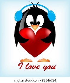 vector Valentines day penguins