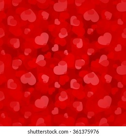 Vector Valentine's day red seamless pattern with hearts.