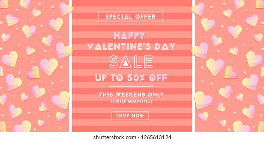 Vector Valentine's day sale cards templates. Use for banners, greeting cards, gifts, poster - Vector