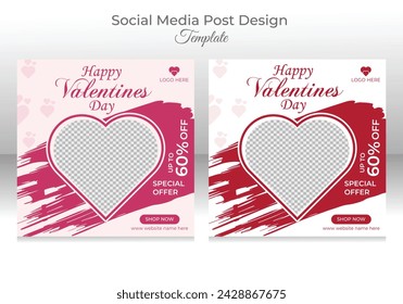 Vector valentine's day sale promotion social media banner post template design