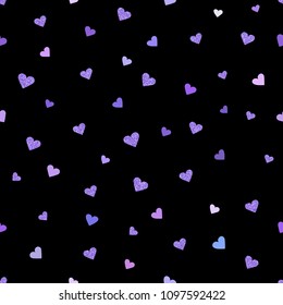 Vector Valentines day seamless pattern background with ultraviolet, purple hearts