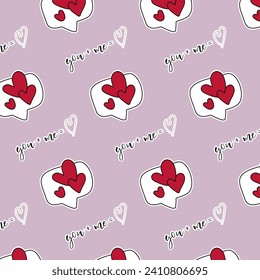 Vector Valentines Day seamless pattern with love symbols.