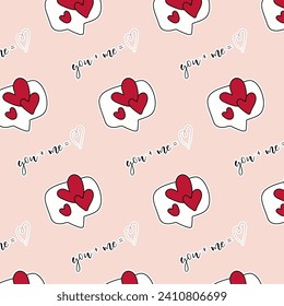 Vector Valentines Day seamless pattern with love symbols.