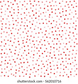 Vector Valentines day seamless pattern with red small hearts isolated on white background. Design backdrop for Wedding Invitation Card. Vector illustration EPS10