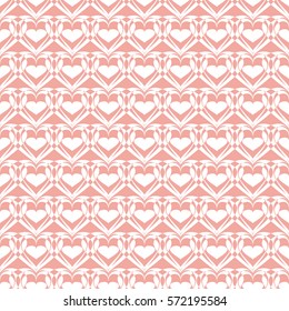 Vector Valentines day seamless pattern with hearts of Wax flower pink color for background Wedding Invitation Card.