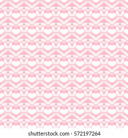 Vector Valentines day seamless pattern with hearts of pink color for background Wedding Invitation Card.