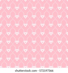 Vector Valentines day seamless pattern with hearts of pink color for background Wedding Invitation Card.