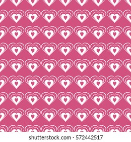 Vector Valentines day seamless pattern with hearts of pink cabaret color for background Wedding Invitation Card.