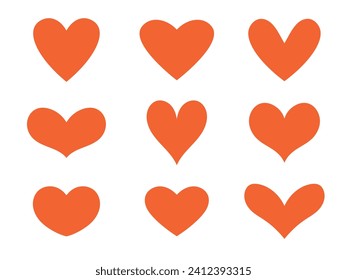 Vector valentines day set of cute hearts. Love concept. Collection of red heart shape elements. Valentines day celebration.