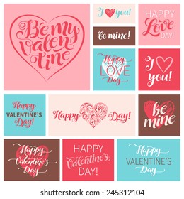 Vector Valentine's Day set of graphic elements. Lettering and calligraphy design for holidays invitation, greeting cards, labels, stickers and posters.