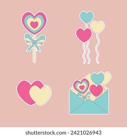 Colección de stickers diurnos Vector valentine.