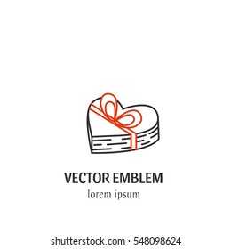 Vector Valentine's day  symbol in trendy line style isolated on white background. Box of chocolates. Icon in linear style.