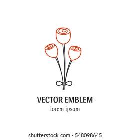 Vector Valentine's day  symbol in trendy line style isolated on white background. Bouquet of roses. Icon in linear style.