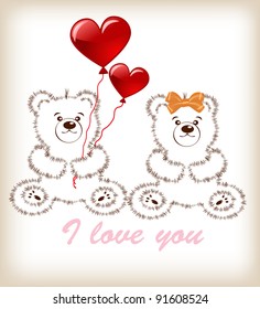 vector Valentines day teddy bear