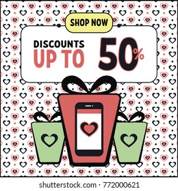 Vector Valentine's Day website banner 250x250px