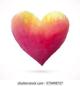Vector Valentine's day. Wedding card. Watercolor heart background. Vintage color abstract texture heart.