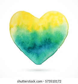 Vector Valentine's day. Wedding card. Watercolor heart background. Vintage color abstract texture heart.