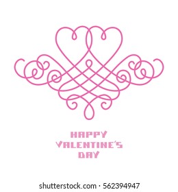 Vector Valentine's Day, wedding hearts. Monogram design template. Calligraphic cute card. Decorative illustration for print, web. Concept of couple enamored