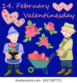 Vector - valentines greeting card, colored illustration, template.