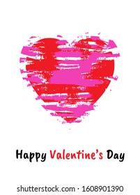 Vector Valentine's greeting card. Red heart with text on a white background