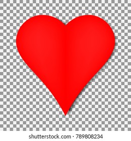 vector valentines heart on transparent background beautiful paper heart. Minimalistic style. Template isolated Women`s Day happy 8 march high quality love date icon symbol pretty relaxation wine red 