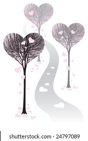 vector / valentines heart tree card / white