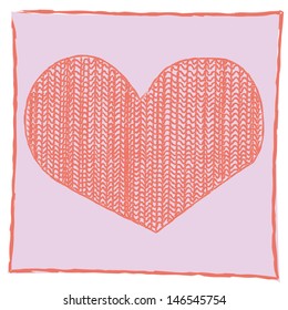 Vector valentines heart with wool fabric