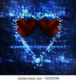 Vector valentine's hearts illustration, abstract background , futuristic heart eps10