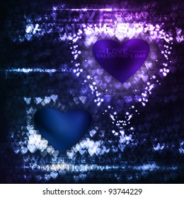 Vector valentines hearts illustration, abstract background , futuristic heart eps10