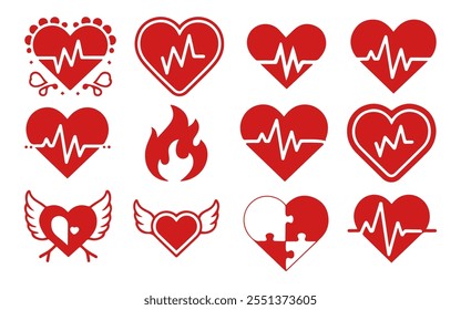 Vector Valentines Hearts Shapes Icons.