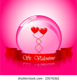 Vector of valentine's hearts in sphere